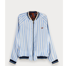 Scotch Soda Printed Striped Floral Reversible Bomber Jacket Full Zip Size L