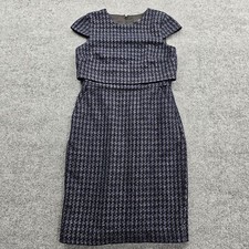 J Crew Sheath Women's Dress Cap Sleeve Allover Mini Houndstooth Pattern Metallic