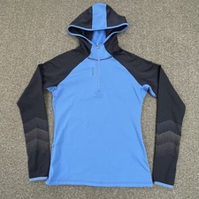 Reebok Running Hoodie Womens Small 1/4 Zip Pullover Thumb Holes Blue
