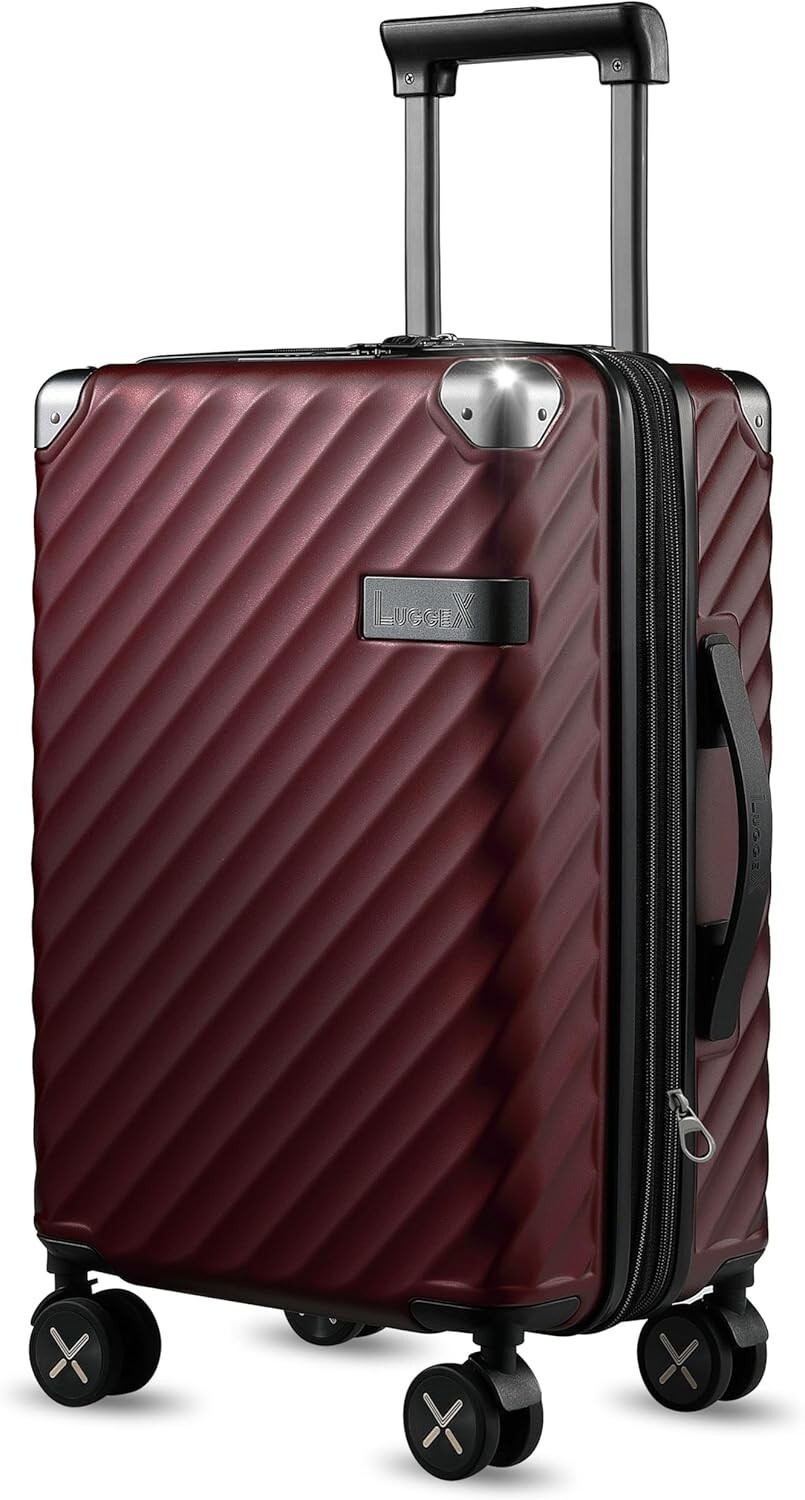 LUGGEX Carry On Luggage 20 Inch Airline Approved Expandable Hard Shell-Cherry-image