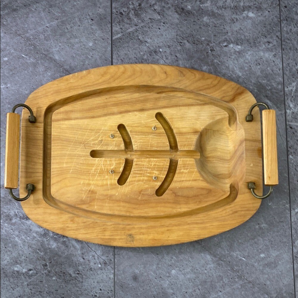 Vintage Gladmark Cutting Board Wooden Handles MCM Meat Carving Charcuterie USA