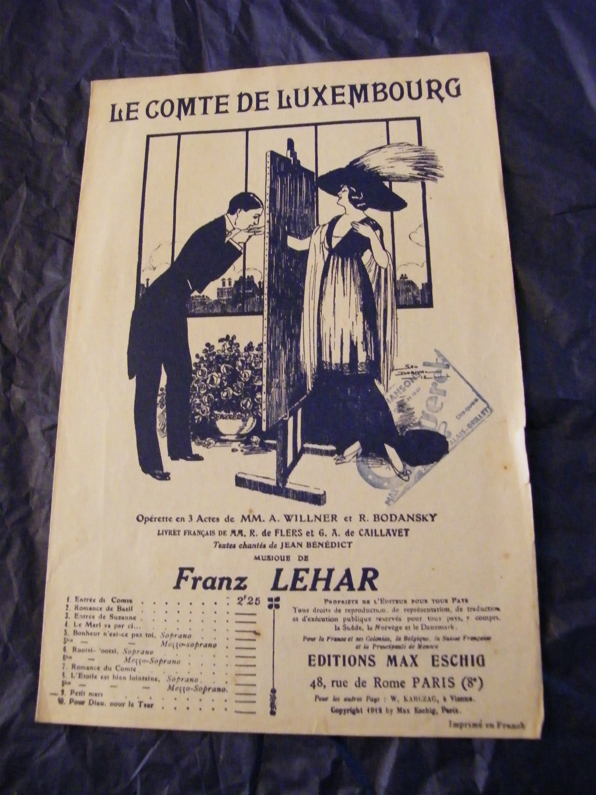 Partition The Count of Luxembourg Franz Lehar Music Sheet