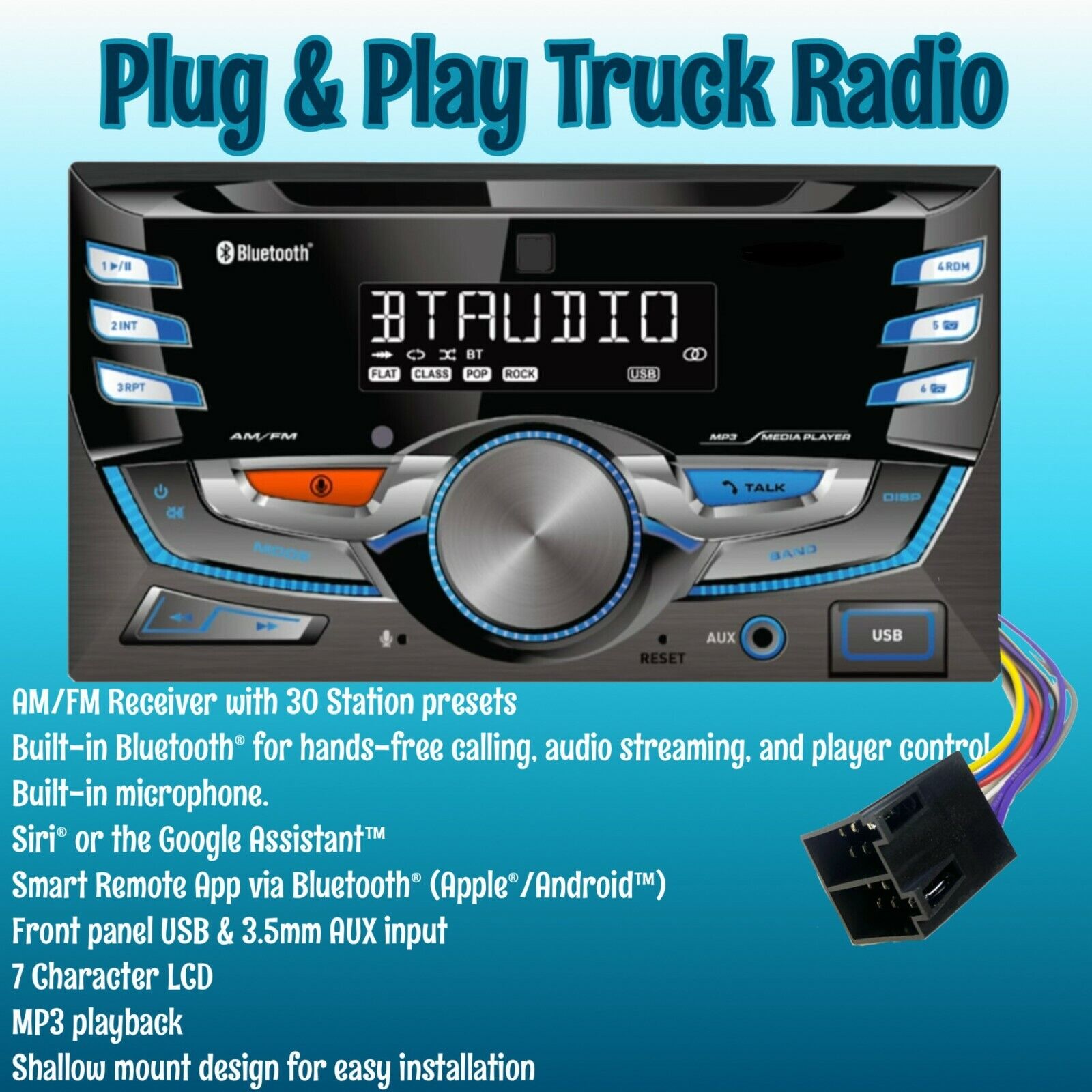 Direct Plug andamp; Play Volvo Semi Truck Radio Stereo AM FM Bluetooth USB AUX MP3 eBay