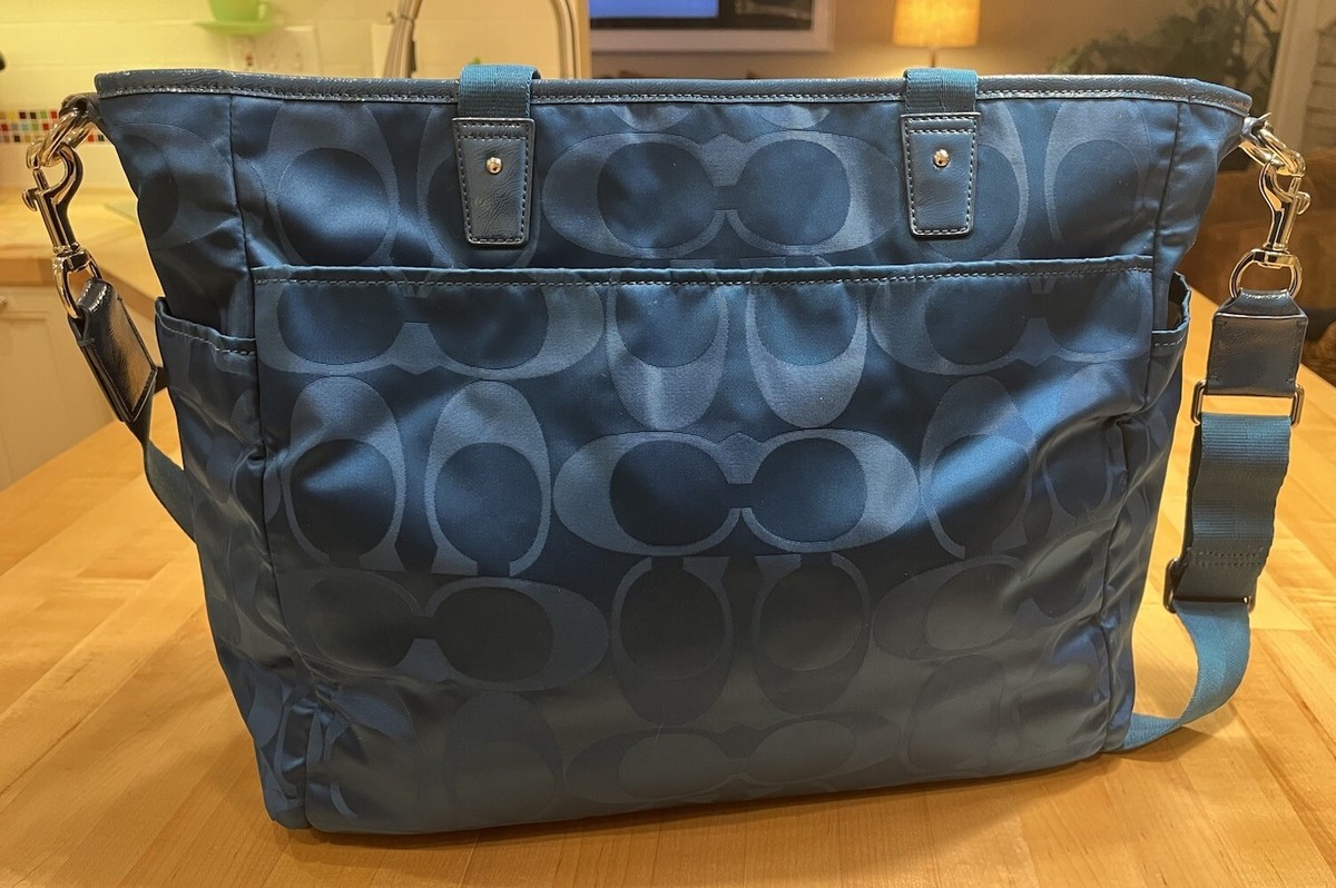 GENUINE COACH Turquoise Multifunctional Tote/Travel/Baby Diaper