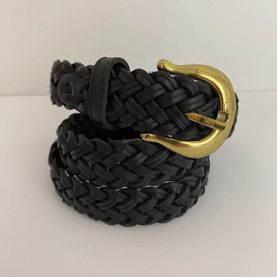 Braided Leather Belt Black M/L 37