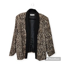 Tahari Arthur S Levine Plus Size Animal Print Open Tuxedo Lined Blazer Size 22