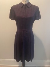 TORY BURCH NAVY PLEATED SILK DRESS SIZE 4