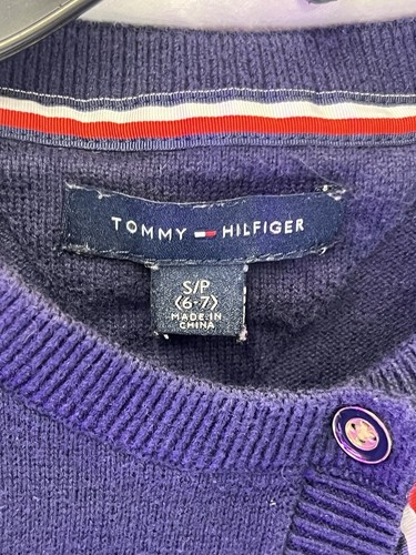 Tommy Hilfiger Girls Knit Cardigan, Size 6-7, Navy with Embroidered Logo - Picture 4 of 5