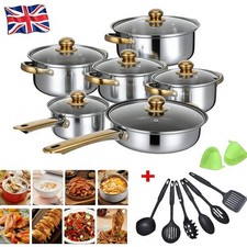 19 PCScookware set, including a non-stick saucepan, frying pan, and milk pan
