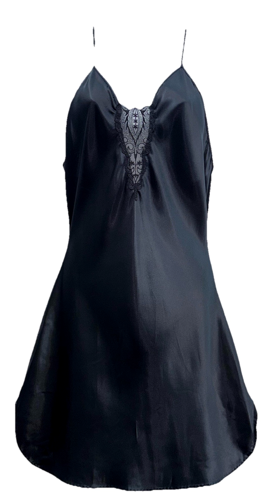 VTG Beth Michaels Women Size S Pullover Spaghetti Strap Satin Night Gown Black