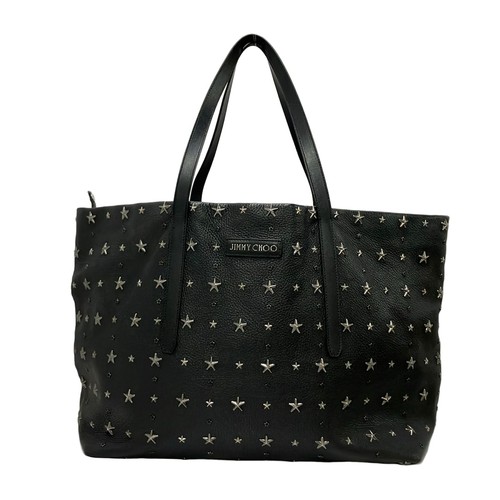 JIMMY CHOO Pimlico Tote Bag Studs/Star/No Hologram Seal Black Leather