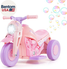 Kids Motorcycle, 6V Electric Ride on Car with Automatic Bubble Function, Foot Pe