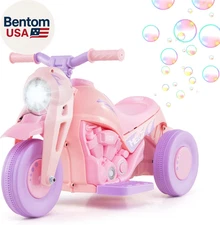 Kids Motorcycle, 6V Electric Ride on Car with Automatic Bubble Function, Foot Pe