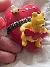 Disney Winnie the Pooh with hearts and bumblebee vintage trinket box