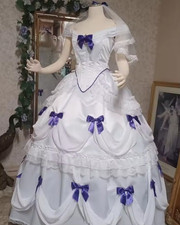 White Purple Victorian Wedding Dresses Off Shoulder Butterfly Corset Lace-up