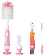 Ariseno 4-in-1 Baby Bottle Brush Set: Nylon, Cap, Straw, Nipple Cleaner - BPA-Fr