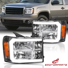 Pair LED DRL Headlights Front Lamp For 2007-2013 GMC Sierra 1500 2500HD 3500HD