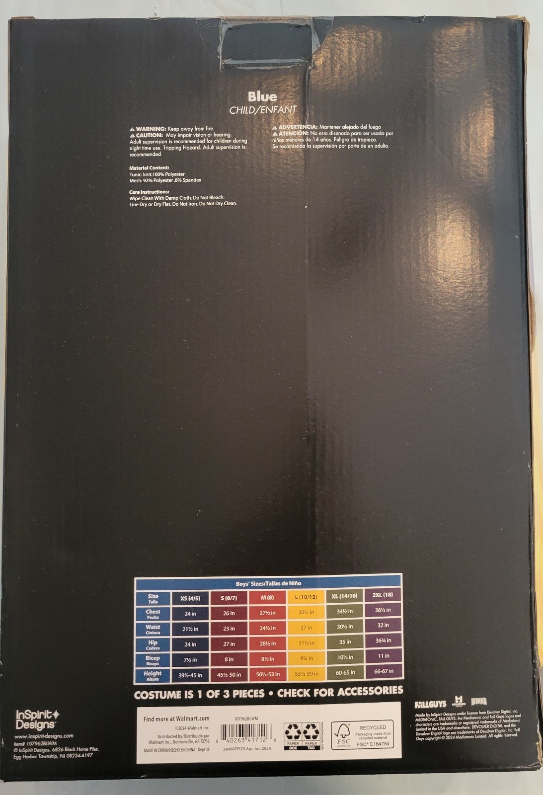 Fall Guys Blue Inflatable Child Costume Size Large 10-12 Halloween Inspirit