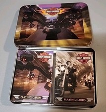 Harley Davidson Motorcycles Collectible Tin With Two Sealed Decks Playing Cards