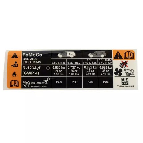 Genuine Ford AC Label L1MZ-1503050-D | eBay