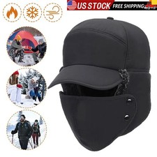 Trapper Hat Face Mask Winter Warm Aviator Fur Ear Flap Cap Ski Hunting Windproof