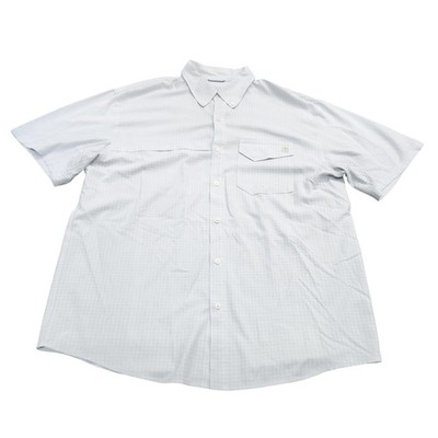 Huk Shirt Mens XL White Check Short Sleeve Button Fishing Vented Mesh Casual