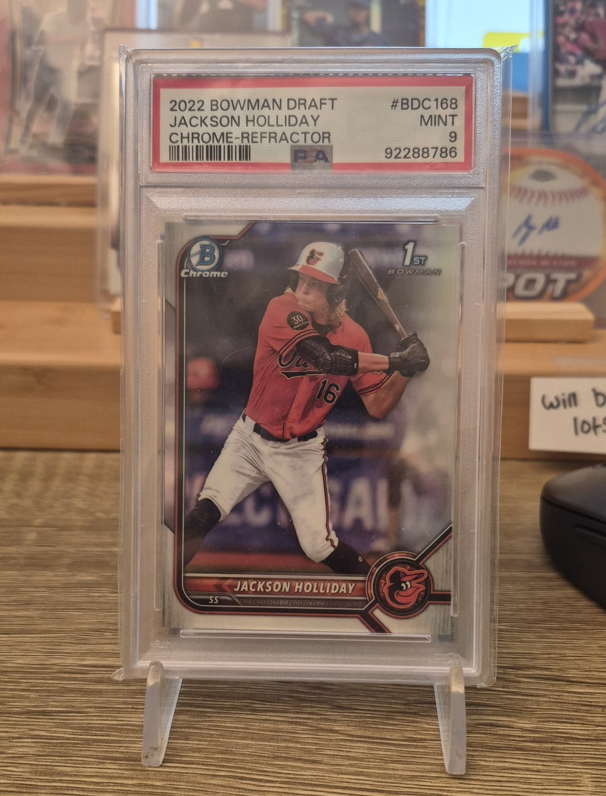 2022 Bowman Draft - Chrome Jackson Holliday #BDC-168 Refractor (RC) PSA 9