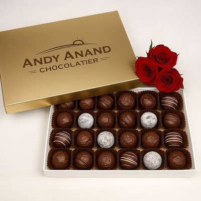 Andy Anand Belgian Chocolate Truffles   16 Pc Rum, Irish Cream & Kahlua, Gift Bo
