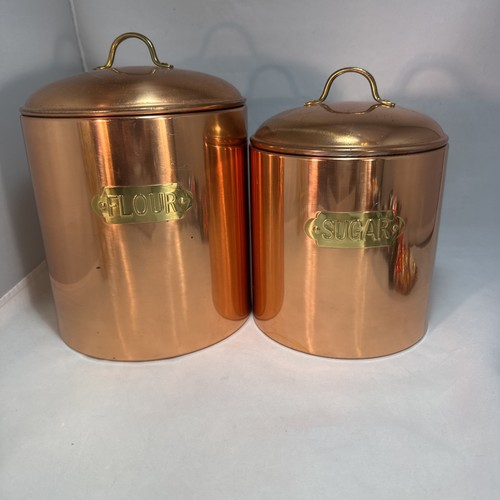 Vintage Verkupfert Küche Kanister Mehl Zucker Aufbewahrung Behälter Set Dekor