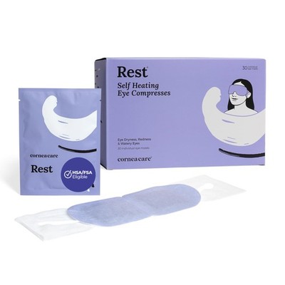 CorneaCare Rest: Self Heating Warm Compress 30 individual eye masks, White