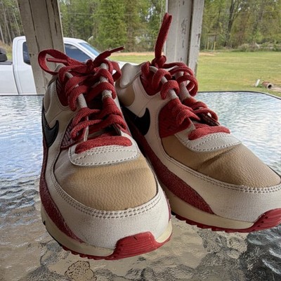 Nike Air Max 90 LTR GS Sneaker CD6864-200 Beige Red Black Leather 7Y Kids