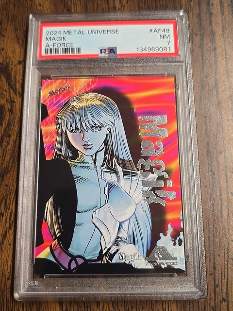 2024 SkyBox Metal Universe Marvel Avengers Magik A-Force #AF49 001/100 PSA 7