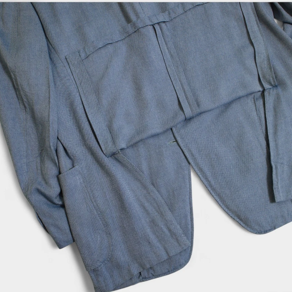 Abrigo deportivo Canali 44R azul claro bambú suave ligero sin estructura doble ventilación Foto 4 de 4