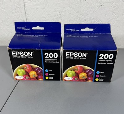 2X - Epson 200 Combo Pack Ink Cartridges Cyan Magenta Yellow Standard New 10/24