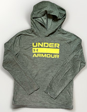 Under Armour Long Sleeve Thin Light Weight Hoodie Green Heathered   Youth L