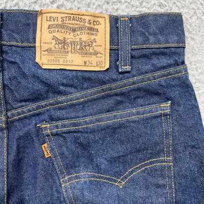Vintage Levis 20505 Jeans Mens 34x30 Blue Dark Wash Orange Tab