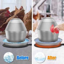 Heated Chicken Waterer Base 6" Energy Saving Poultry Water Heater for Winter