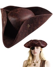 Adult Brown Tricorn Pirate Hat Sturdy Box Packaging Halloween Costume Accessory
