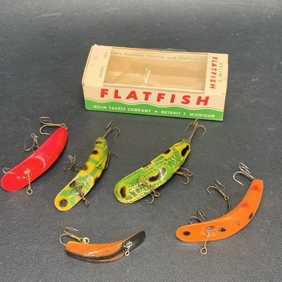 Vintage Helin Fishing Lures Flatfish X5 X4 F6 Mixed Lot Of 5 With