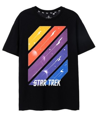 Star Trek Schwarz Ships in Space Kurzärmeliges T-Shirt Männer
