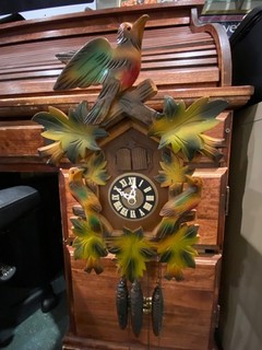Authentic Vintage Musical German Cuckoo Clock with Flying Bird Topper