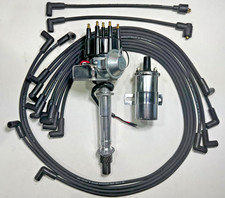 Small Block Chevy Black Cap Hei Distributor Coilspark Plug Wires Under Exhaust