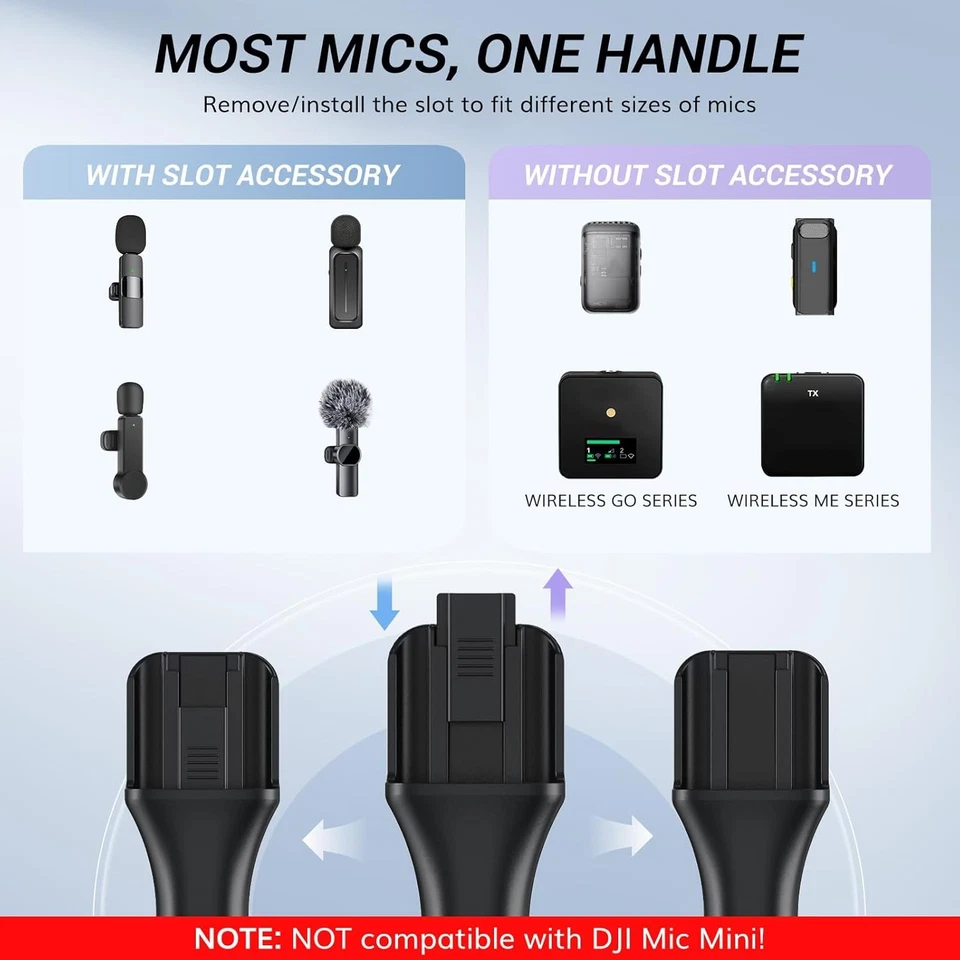 TONOR Handheld Adaptor for Interview Mic, Wireless Microphone Handle Black  - Image 4 of 4