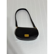 Rachel Zoe Black Leather Shoulder Bag Gold Hardware Clasp Minimalist Handbag