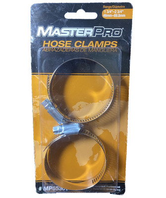 MasterPro Hose Clamps MP5536V Stainless Steel 1-3/4 to 2-3/4 Inch 2 Pack