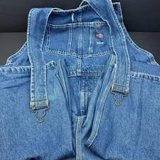 USA Works Carpenter Bib Overalls Mens 40x34 Blue Denim COTTON DENIM Workwear