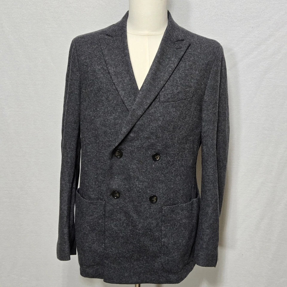 Blazer Banana Republic Para Hombres 40L Gris Calce Ajustado Doble Pecho Chaqueta de Lana Italia Foto 4 de 4