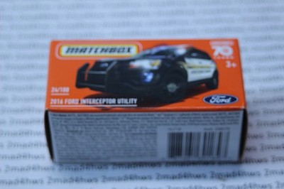 Matchbox POWER GRABS black 2016 Ford Interceptor Utility 24/100 SHERIFF KOOTENAI