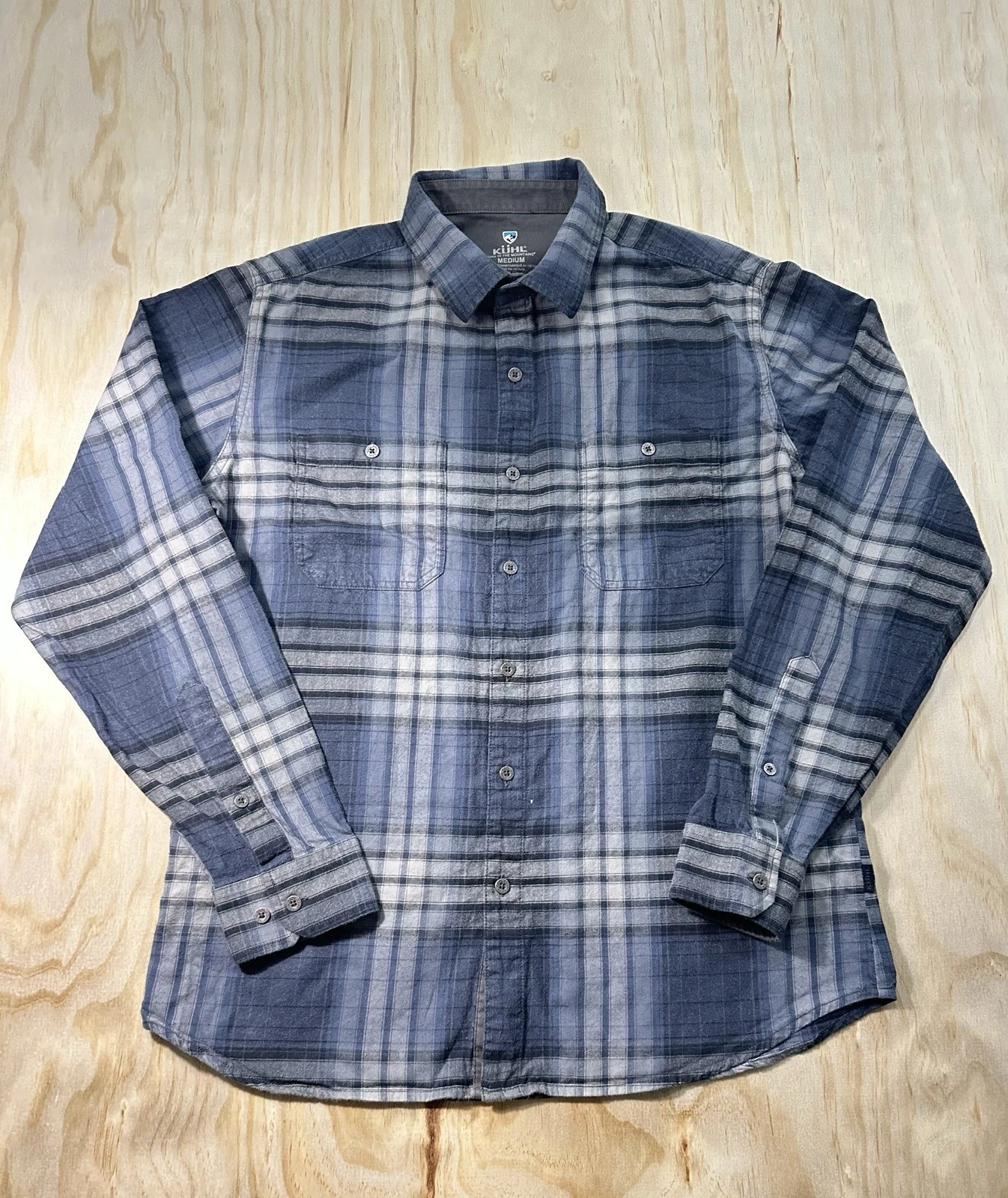 KUHL Fugitive Flannel Shirt Mens Medium M Plaid Long Sleeve Hiking Outdoor