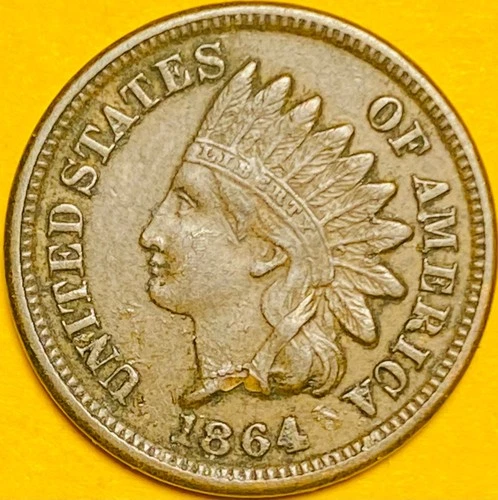 1864 U.S. INDIAN HEAD COPPER PENNY CENT 1c COIN (XF-Extra Fine)